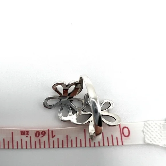 .925 Sterling Silver Double Flower Ring - Picture 11 of 17